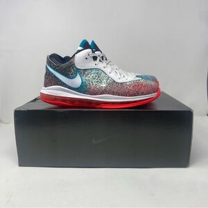 NIKE LEBRON 8 VIII V/2 LOW QS MIAMI NIGHTS WHITE RED BLUE (DJ4436-100) US 9.0